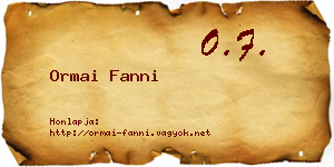 Ormai Fanni névjegykártya